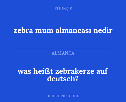 was heißt zebrakerze auf deutsch? - zebra mum almancası nedir