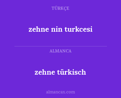 zehne türkisch - zehne nin turkcesi