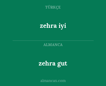 zehra iyi - zehra gut