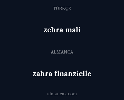 zehra mali - zahra finanzielle