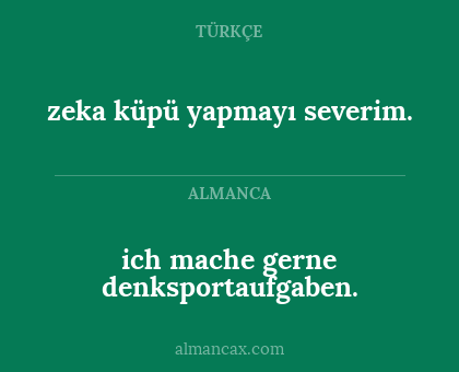 ich mache gerne denksportaufgaben. - zeka küpü yapmayı severim.