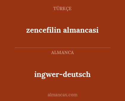 ingwer-deutsch - zencefilin almancasi