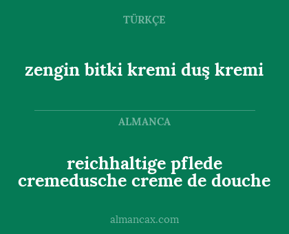 zengin bitki kremi duş kremi - reichhaltige pflede cremedusche creme de douche