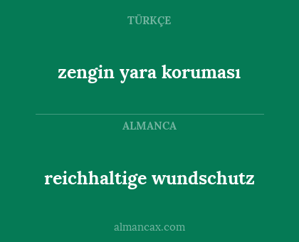 reichhaltige wundschutz - zengin yara koruması