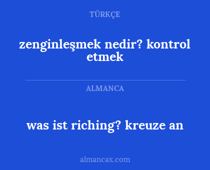 zenginleşmek nedir? kontrol etmek - was ist riching? kreuze an