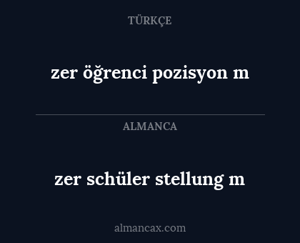 zer schüler stellung m - zer öğrenci pozisyon m