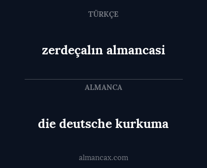 die deutsche kurkuma - zerdeçalın almancasi