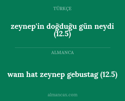 zeynep'in doğduğu gün neydi (12.5) - wam hat zeynep gebustag (12.5)