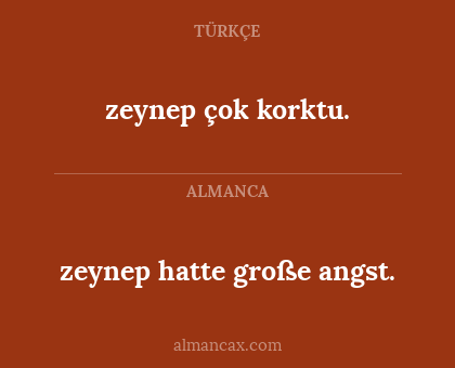 zeynep hatte große angst. - zeynep çok korktu.