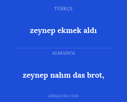 zeynep ekmek aldı - zeynep nahm das brot,