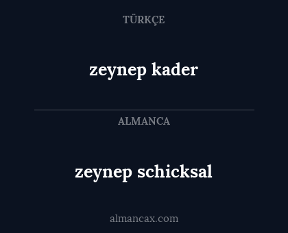 zeynep schicksal - zeynep kader