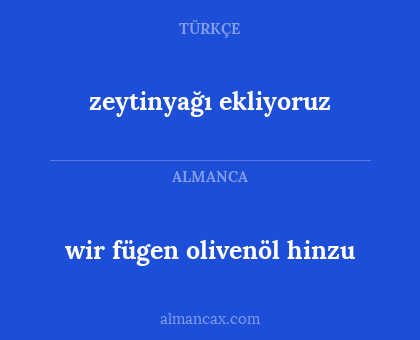 zeytinyağı ekliyoruz - wir fügen olivenöl hinzu