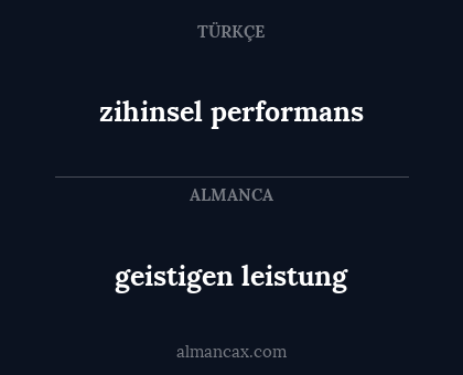 zihinsel performans - geistigen leistung