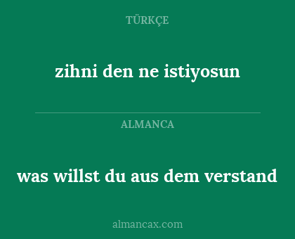 was willst du aus dem verstand - zihni den ne istiyosun