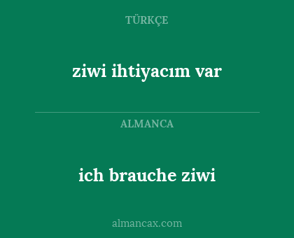 ich brauche ziwi - ziwi ihtiyacım var