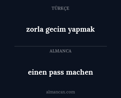 einen pass machen - zorla gecim yapmak
