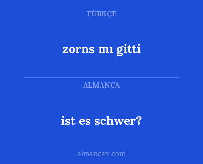 ist es schwer? - zorns mı gitti