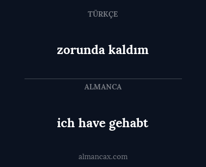 ich have gehabt - zorunda kaldım