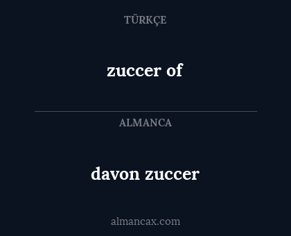 zuccer of - davon zuccer