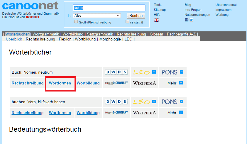 Wörterbuch Deutsch Singular Plural Dictionnaire