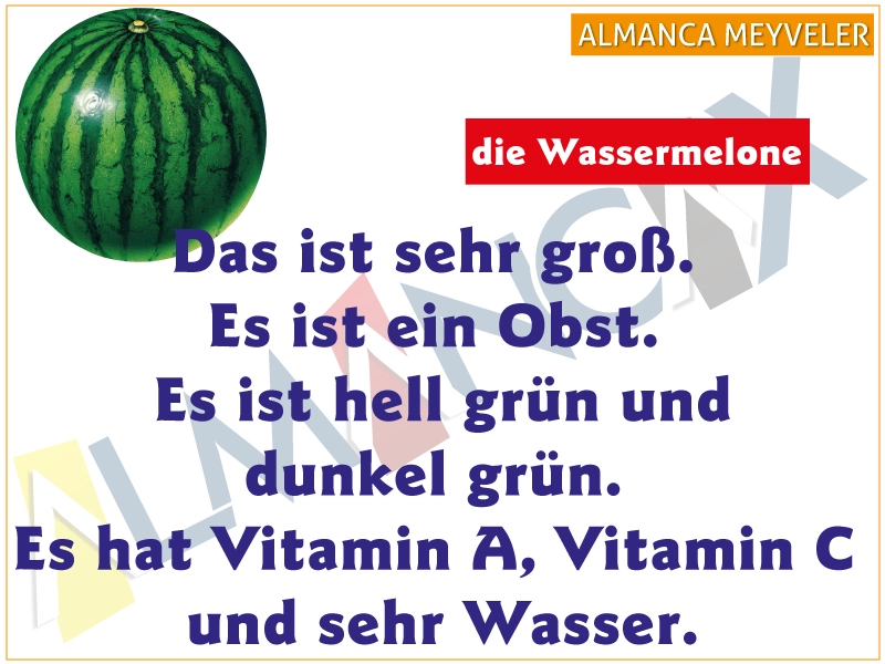 Códigos de amostra de frutas alemãs apresentando a melancia alemã