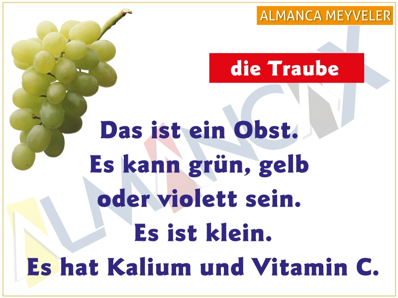 رموز عينة عن الفواكه باللغة الألمانية