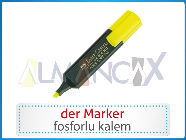 Almanca okul eşyaları - der Marker - Almanca Fosforlu kalem
