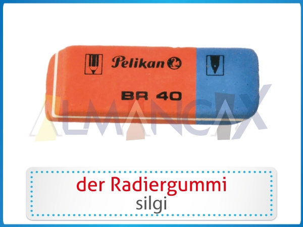 Vitu vya shule vya Ujerumani - der Radiergummi - eraser ya Ujerumani