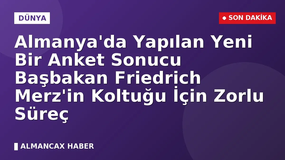 Almanya'da Yapılan Yeni Bir Anket Sonucu Başbakan Friedrich Merz'in Koltuğu İçin Zorlu Süreç