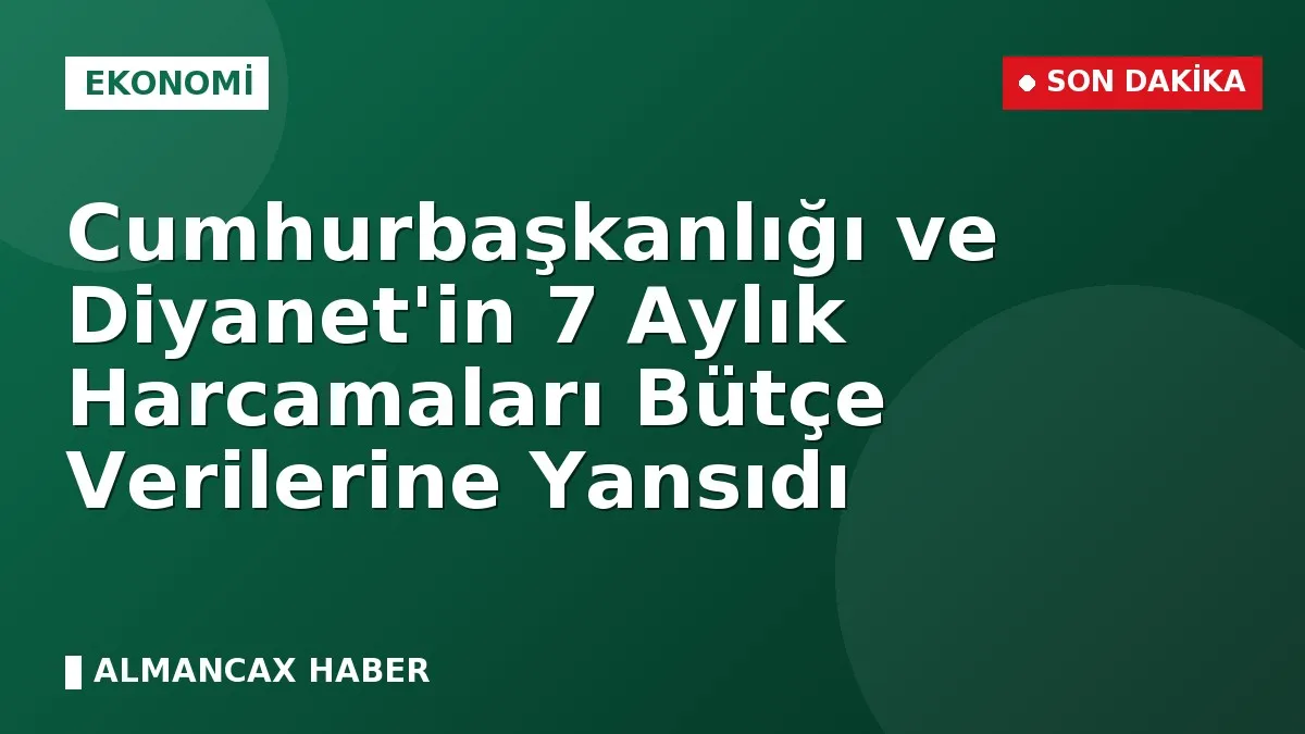 Cumhurbaşkanlığı ve Diyanet'in 7 Aylık Harcamaları Bütçe Verilerine Yansıdı