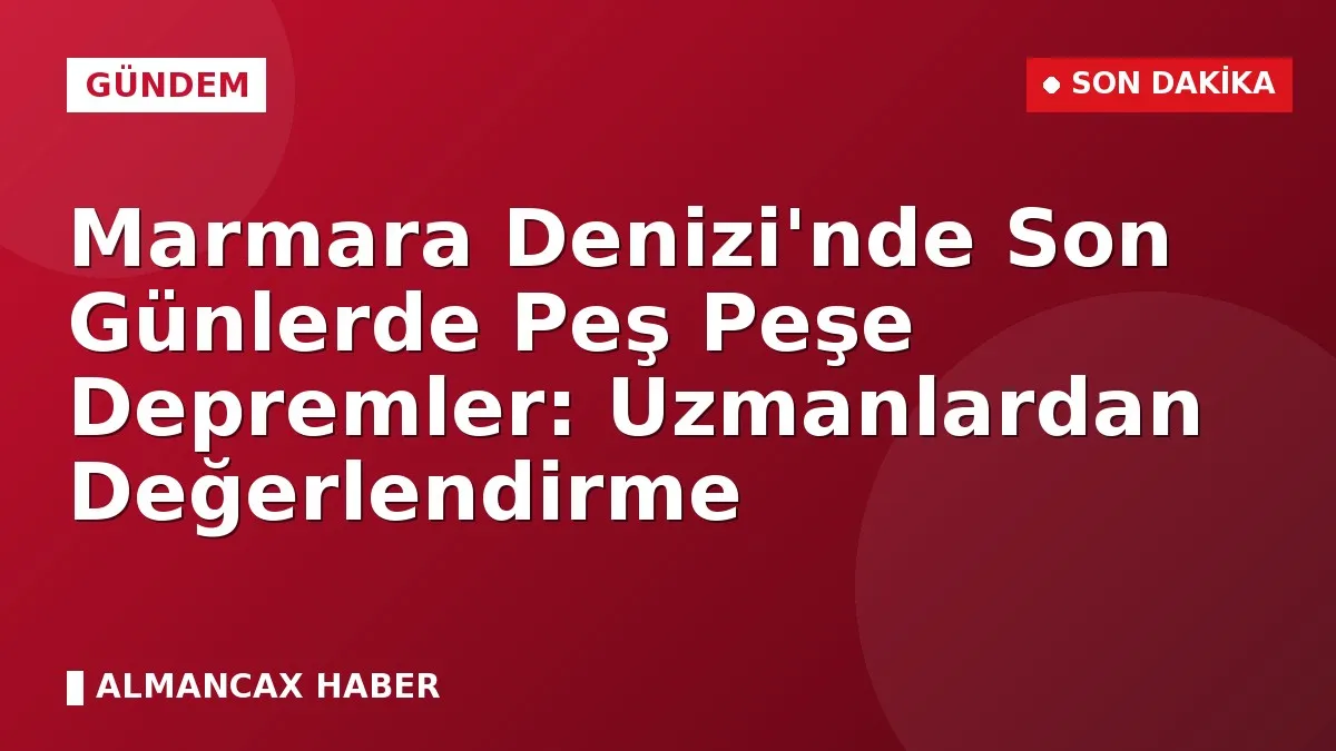 Marmara Denizi'nde Son Günlerde Peş Peşe Depremler: Uzmanlardan Değerlendirme