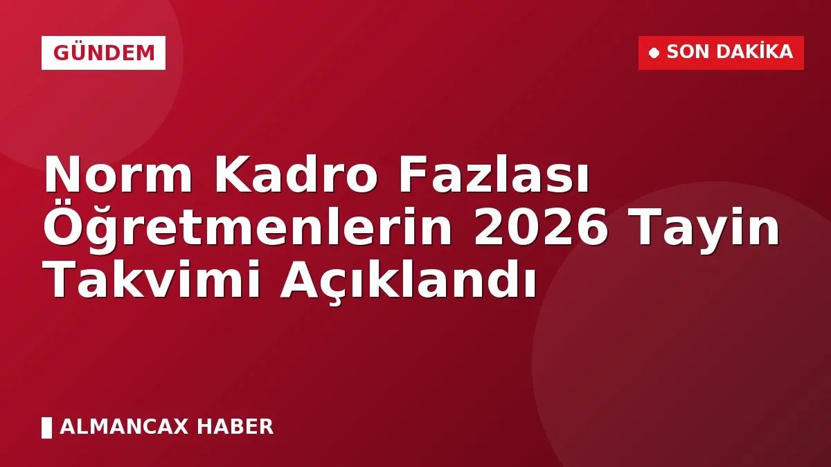 Norm Kadro Fazlası Öğretmenlerin 2026 Tayin Takvimi Açıklandı