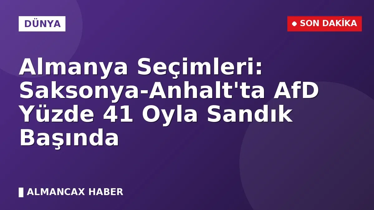 Almanya Seçimleri: Saksonya-Anhalt'ta AfD Yüzde 41 Oyla Sandık Başında