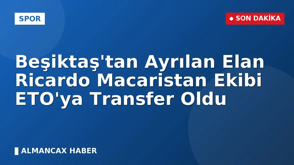 Beşiktaş'tan Ayrılan Elan Ricardo Macaristan Ekibi ETO'ya Transfer Oldu