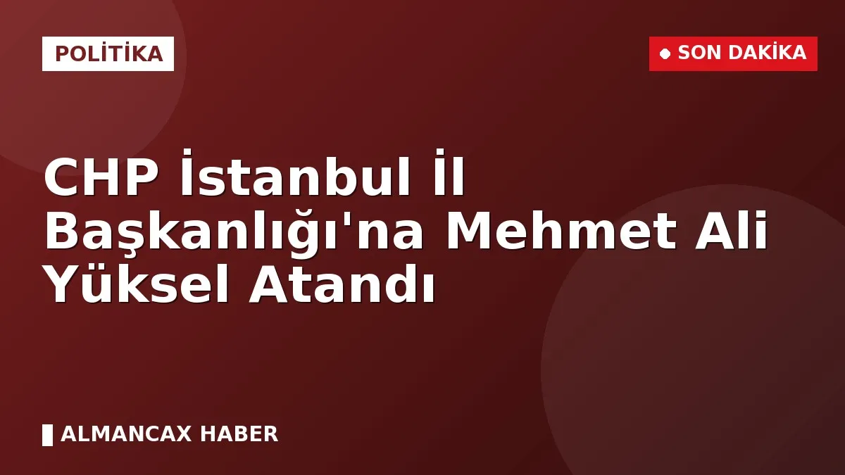 CHP İstanbul İl Başkanlığı'na Mehmet Ali Yüksel Atandı