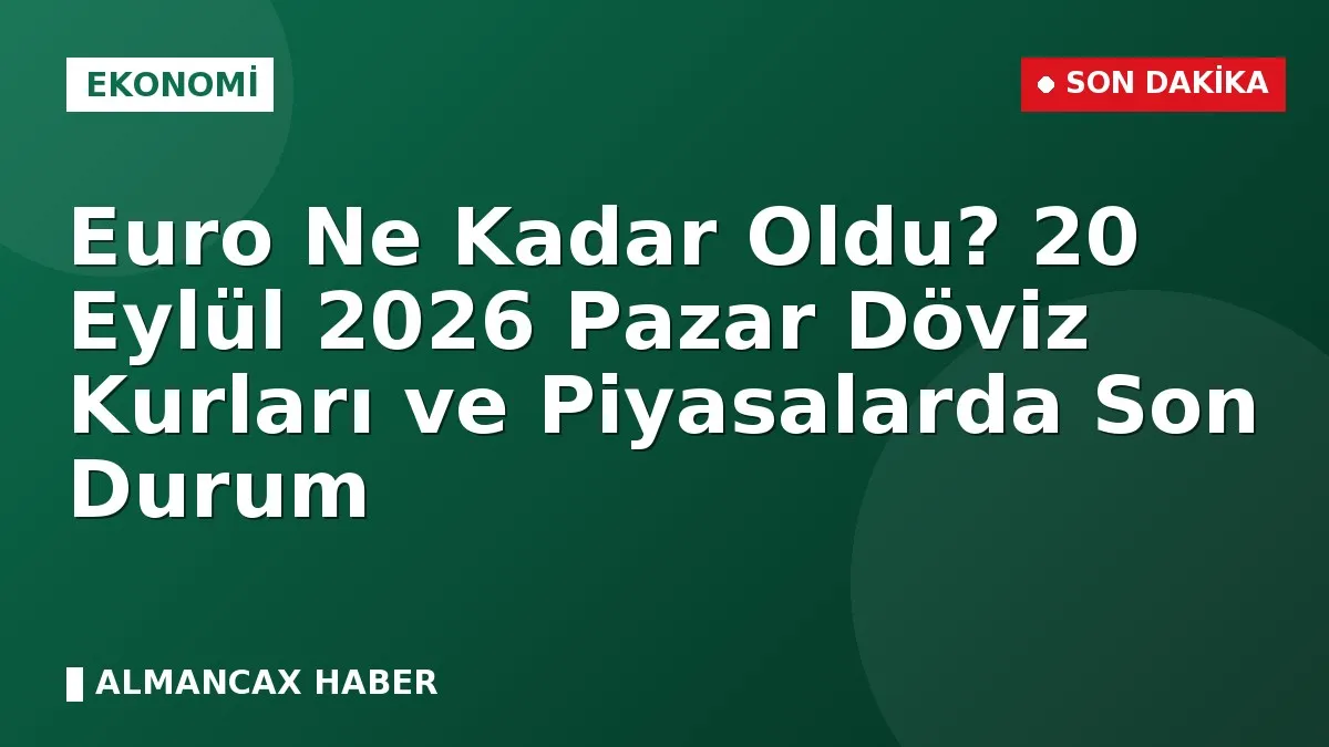 Euro Ne Kadar Oldu? 20 Eylül 2026 Pazar Döviz Kurları ve Piyasalarda Son Durum