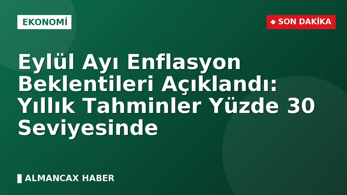Eylül Ayı Enflasyon Beklentileri Açıklandı: Yıllık Tahminler Yüzde 30 Seviyesinde