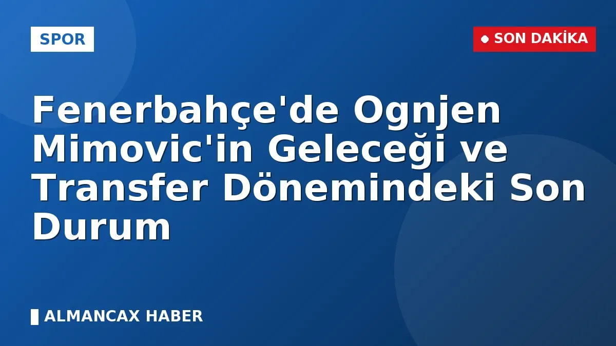 Fenerbahçe'de Ognjen Mimovic'in Geleceği ve Transfer Dönemindeki Son Durum