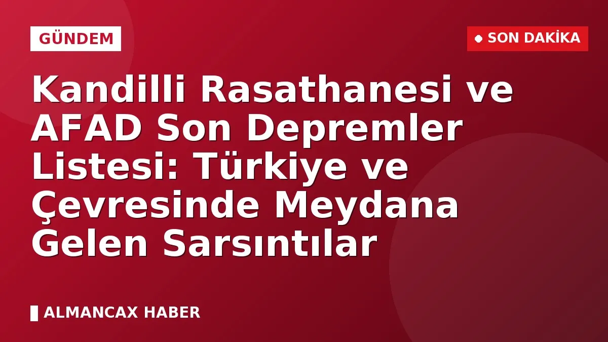 Kandilli Rasathanesi ve AFAD Son Depremler Listesi: Türkiye ve Çevresinde Meydana Gelen Sarsıntılar