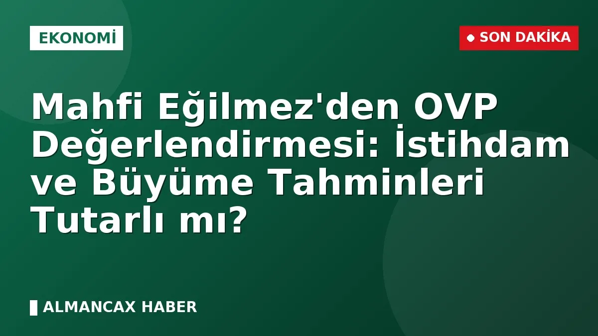 Mahfi Eğilmez'den OVP Değerlendirmesi: İstihdam ve Büyüme Tahminleri Tutarlı mı?