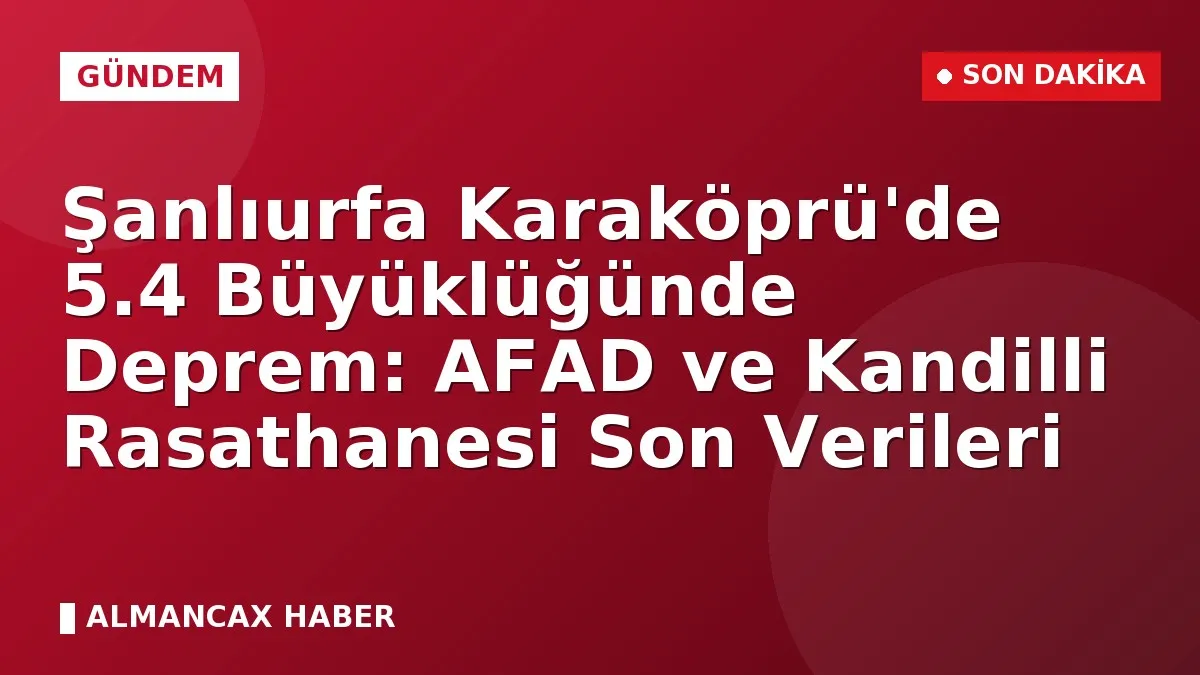 Şanlıurfa Karaköprü'de 5.4 Büyüklüğünde Deprem: AFAD ve Kandilli Rasathanesi Son Verileri
