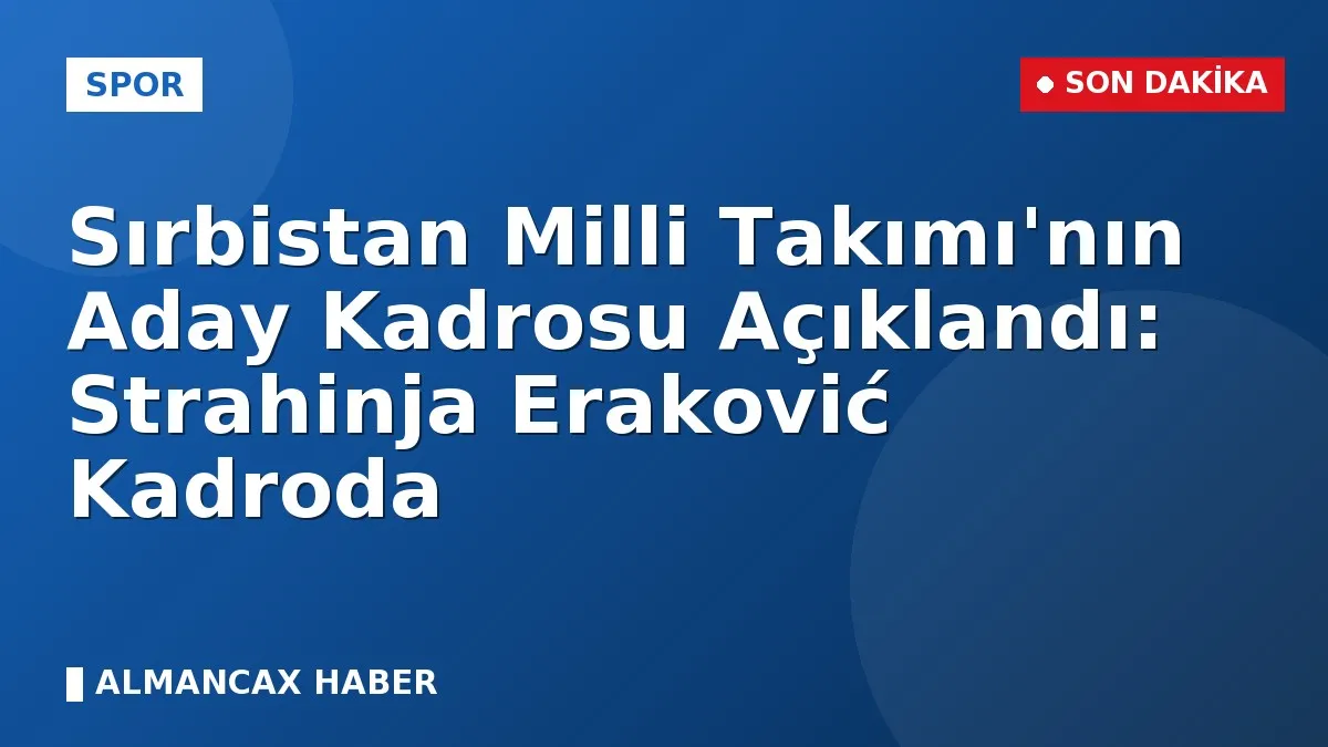 Sırbistan Milli Takımı'nın Aday Kadrosu Açıklandı: Strahinja Eraković Kadroda