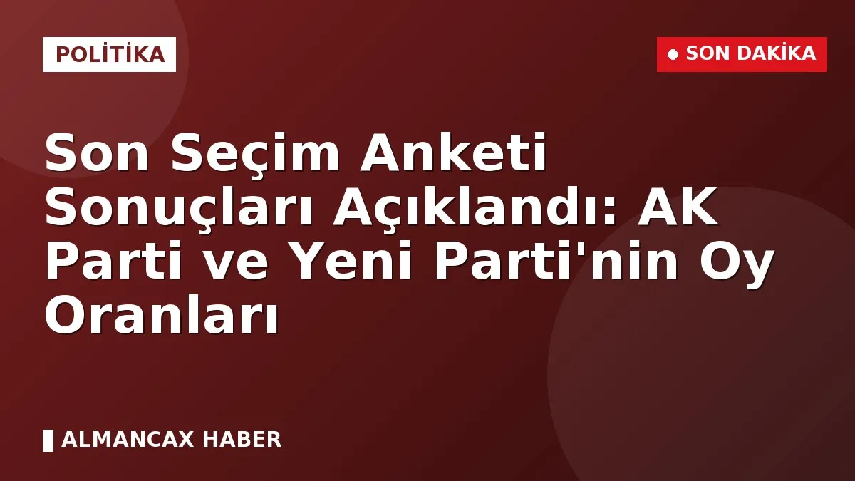 Son Seçim Anketi Sonuçları Açıklandı: AK Parti ve Yeni Parti'nin Oy Oranları