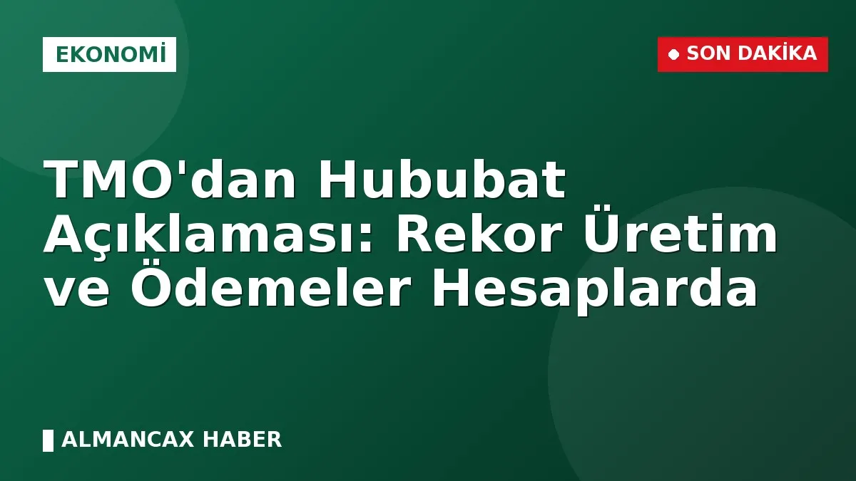 TMO'dan Hububat Açıklaması: Rekor Üretim ve Ödemeler Hesaplarda