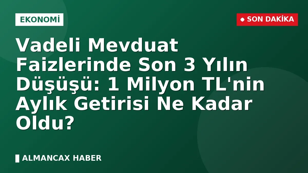Vadeli Mevduat Faizlerinde Son 3 Yılın Düşüşü: 1 Milyon TL'nin Aylık Getirisi Ne Kadar Oldu?