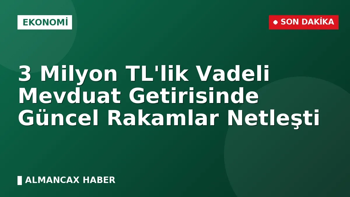 3 Milyon TL'lik Vadeli Mevduat Getirisinde Güncel Rakamlar Netleşti