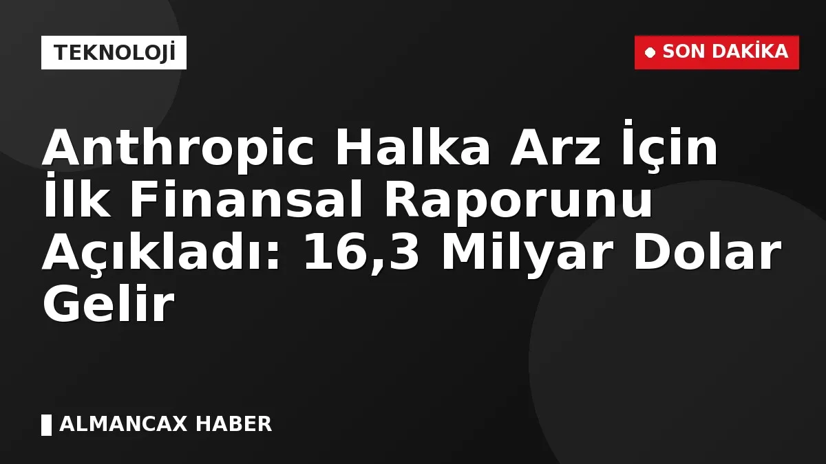 Anthropic Halka Arz İçin İlk Finansal Raporunu Açıkladı: 16,3 Milyar Dolar Gelir
