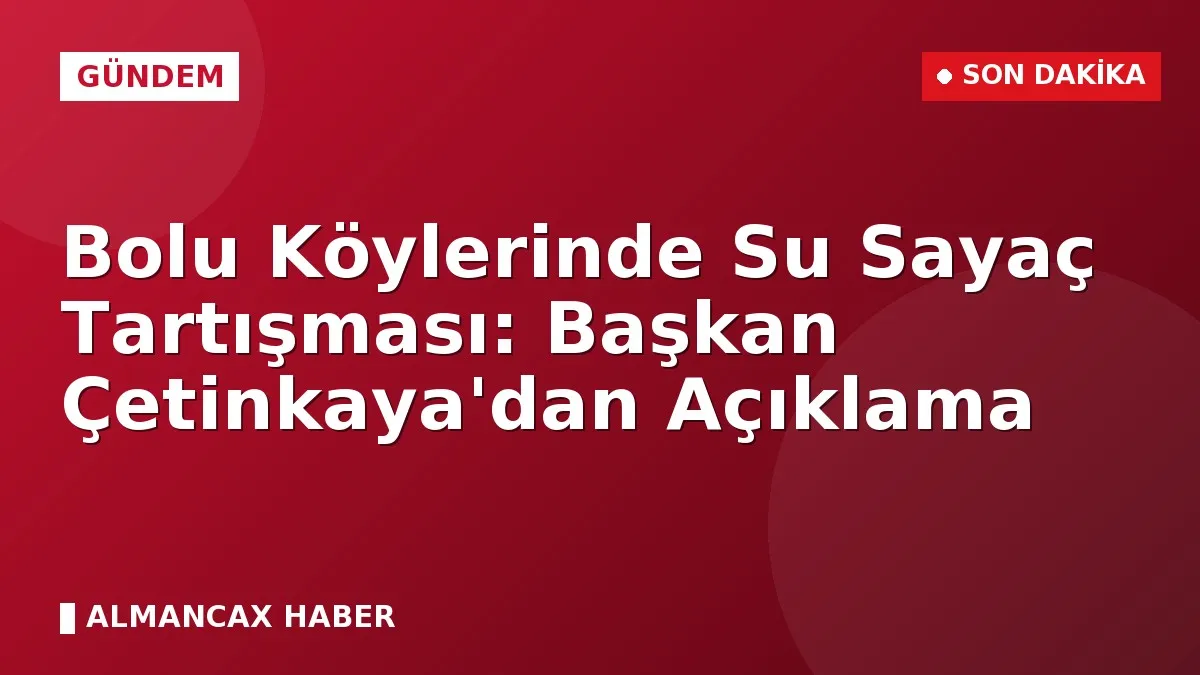 Bolu Köylerinde Su Sayaç Tartışması: Başkan Çetinkaya'dan Açıklama
