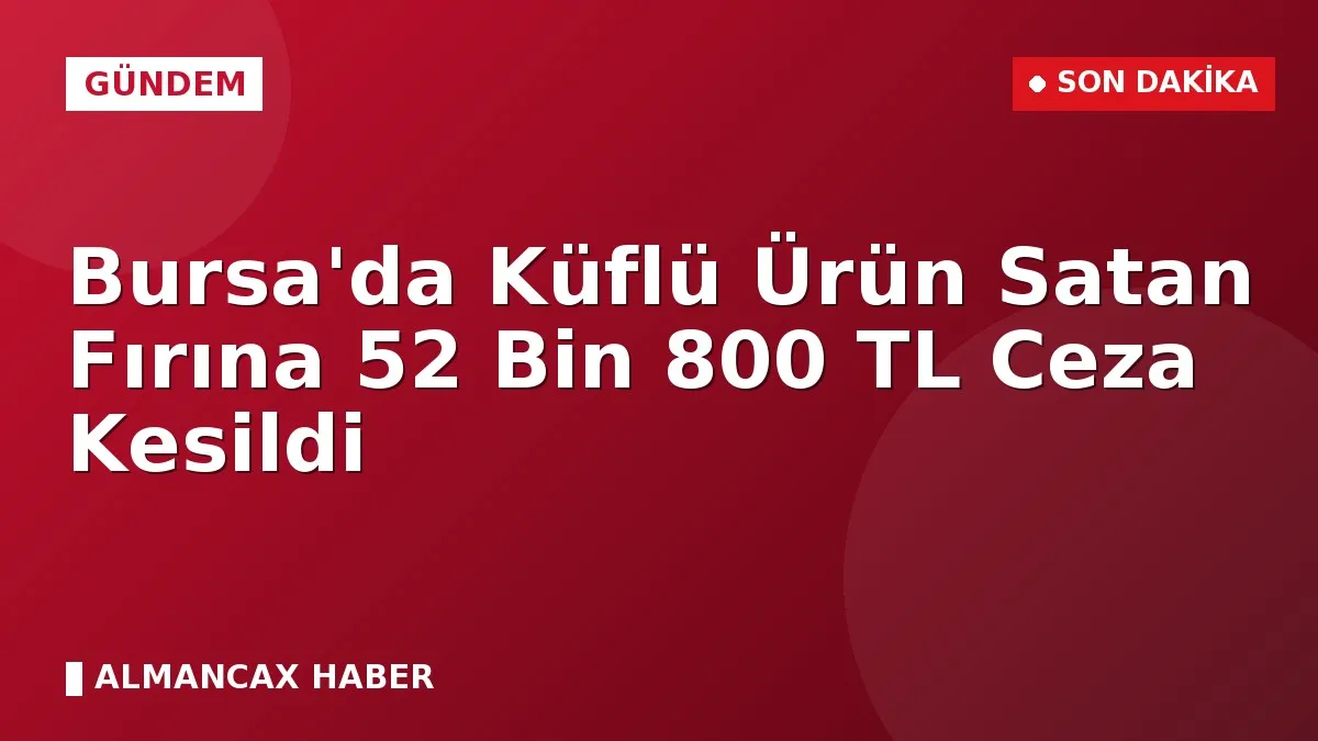 Bursa'da Küflü Ürün Satan Fırına 52 Bin 800 TL Ceza Kesildi