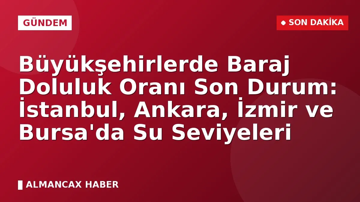 Büyükşehirlerde Baraj Doluluk Oranı Son Durum: İstanbul, Ankara, İzmir ve Bursa'da Su Seviyeleri